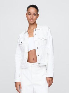 NWT GAP Icon White Denim Jacket - Petite M